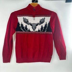 Chaps Size Large Red Moose Pattern Men's Sweater Cozy Holiday